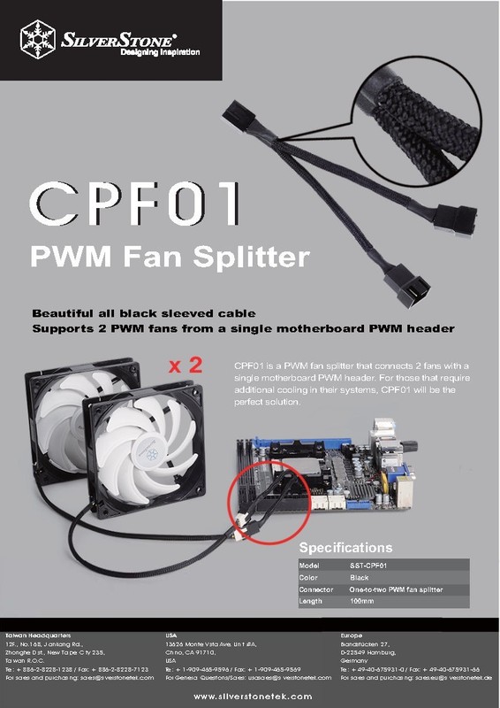 (2) New Sealed Silver Stone PWM Fan Splitter