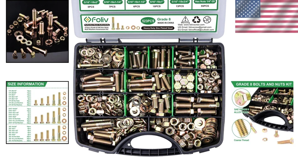Grade 8 Alloy Steel Bolt Assortment, 1/4-20 to 3/8-16 - Image 2 of 4