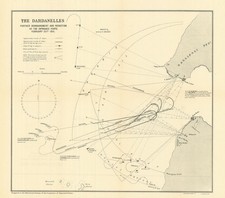 Dardanelles. Bombardment February 25th 1915. Gallipoli Campaign. WW1. 1921 map