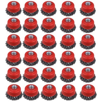 WENORA 30 Pack 3 Inch Wire Cup Brush for Angle Grinders - 5/8 Arbor,...