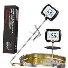 10 Inch Long Digital Candy Thermometer with Pot Black Digital Thermometer