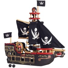 Le Toy Van Barbarossa Pirate Ship & Characters Pretend Play Wooden Pirate Ship