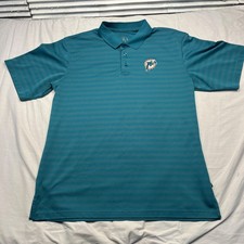 Miami Dolphins Polo Shirt Mens Extra Large Teal Stripe Golf NFL Performance