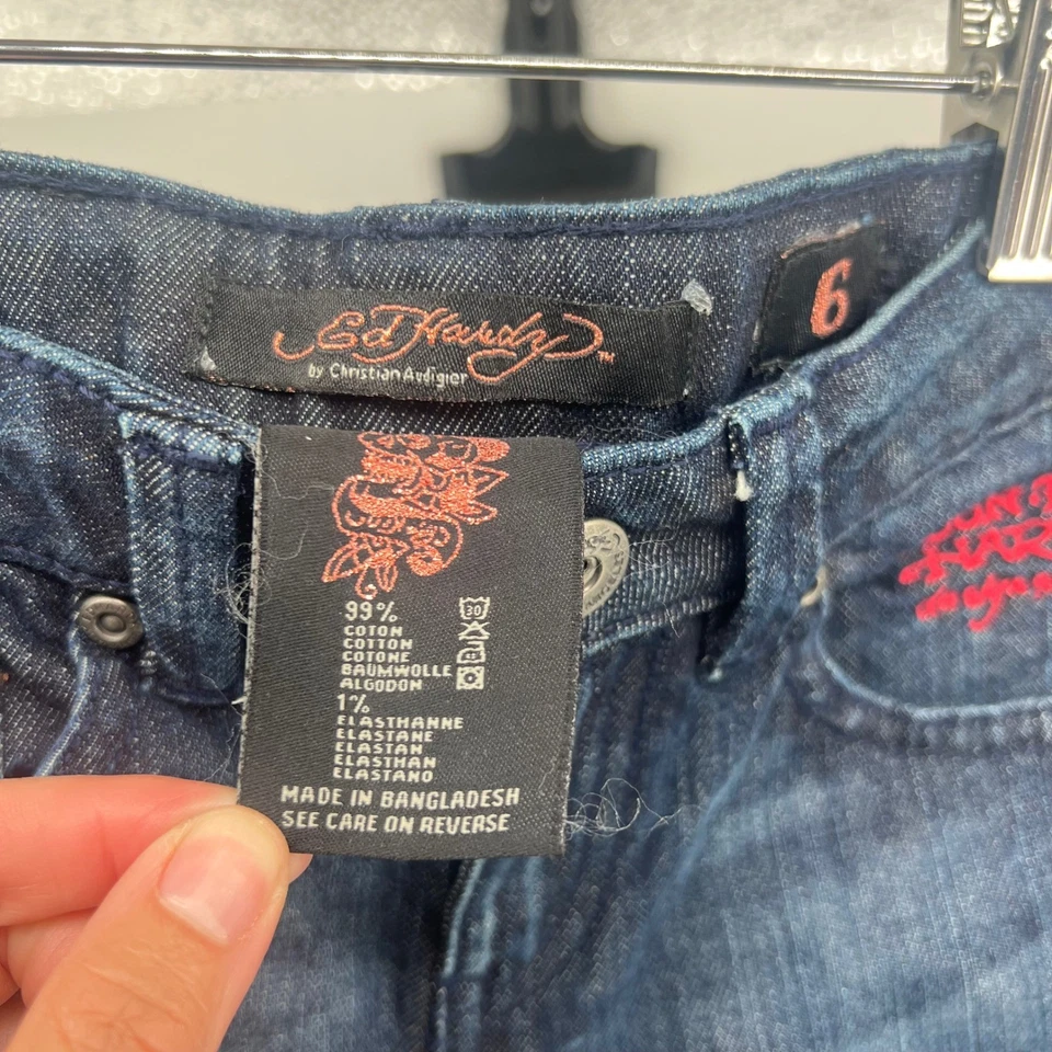 Pantalones de mezclilla bordados peces koi talla 6 Y2K Ed Hardy para niños Foto 4 de 4