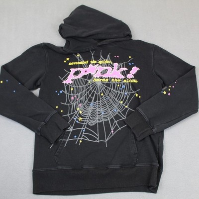 Sp5der Hoodie Mens Large Black Nevermind Spider Graphic Sweatshirt Young Thug