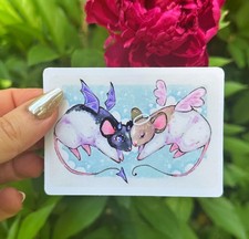 ACEO ART PRINT rat fantasy angel whimsical drawing 2.5 in x 3.5 in by ASV