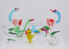 Eight  Vintage Italian Art Glass Bird Figures
