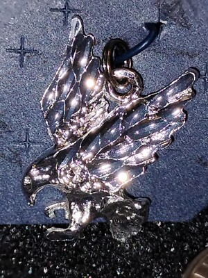 Massiver .925 Sterlingsilber Fliegender Adler Diamantschliff Anhänger Charm