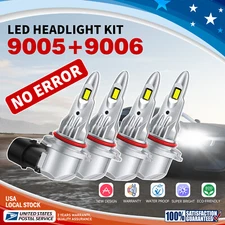 9006 9005 Super White LED Headlight Bulb Conversion Kit High Low Beam 6000K
