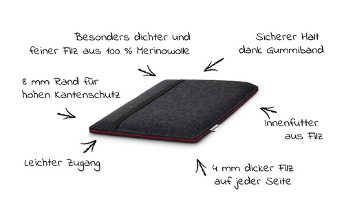 Tablet, Laptop, Notebook Hülle nach Maß - Filz Huelle Etui | FINN Custom made DE - Bild 25 von 77