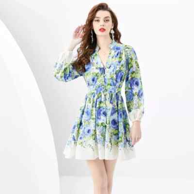 Kleid Damen Kurz Satin Weich Boho Chic Grün Bunt GIPSY 08224
