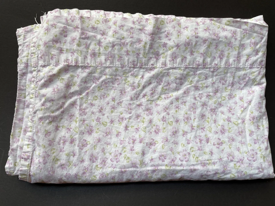 RARO! Ralph Lauren *Flores Florales Emilie PÚRPURA *Sábana PLANA COMPLETA Blanca SHABBY Foto 3 de 4