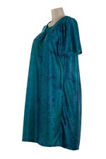 MuMu House Shift Dress Duster Floral Blue Polyester Made in USA Size Medium