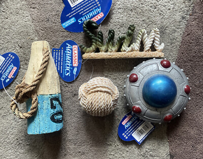 Restposten 4 Süßwasser Aquarium Aquarium Harz Ornamente - Brandneu