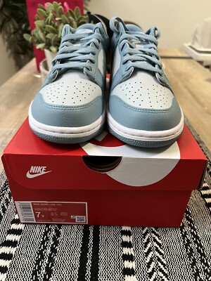 Nike Dunk Low Clear Blue Swoosh DS Size 7 Grade School (GS) DH9765-401