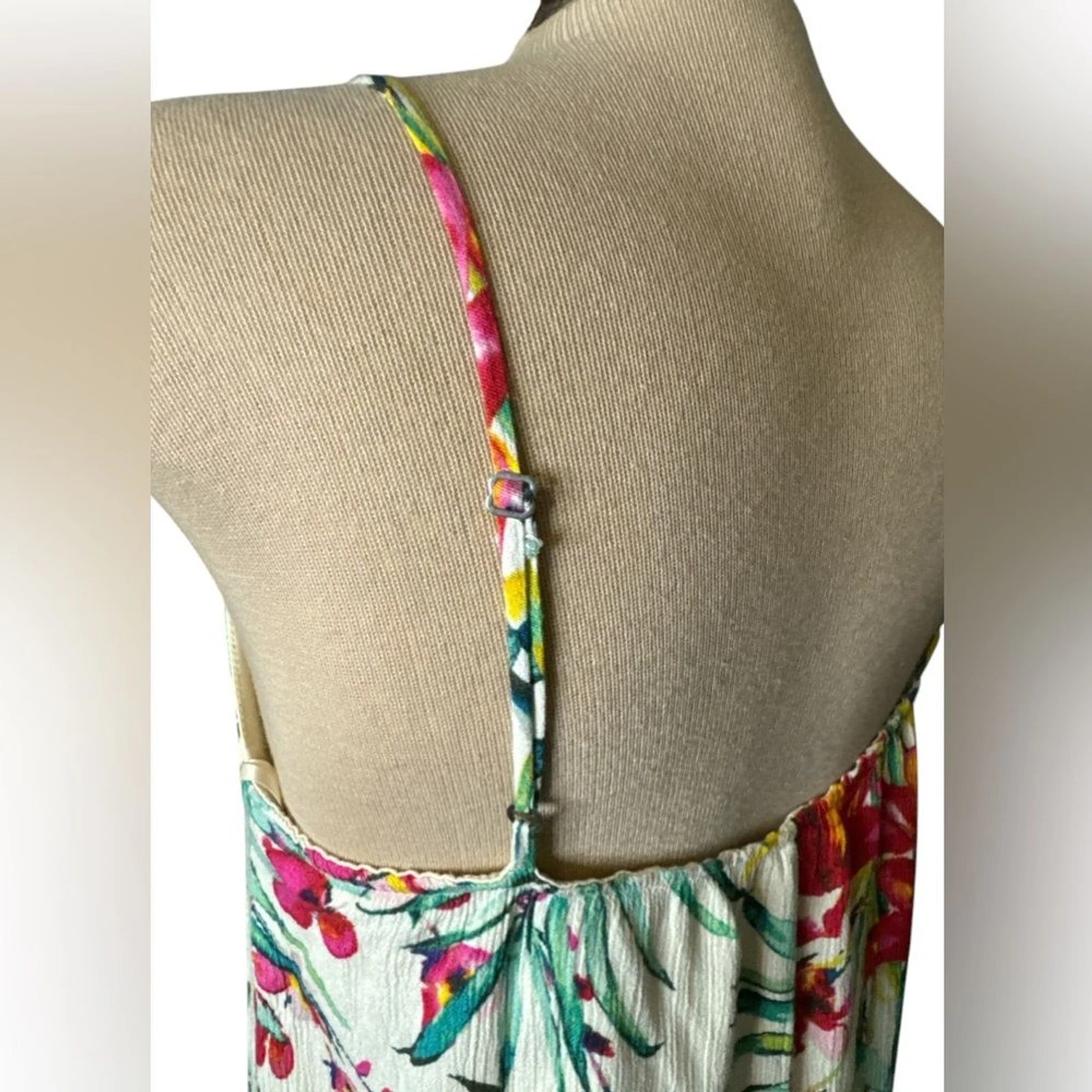 PALM ANGELS One Clothing Los Angeles Abito Midi Stampa Tropicale Spaghetti Strap Taglia Media