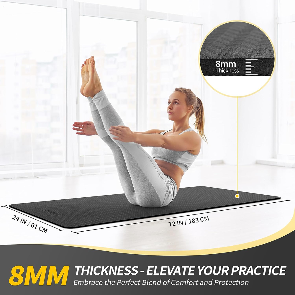 Non Slip Extra Thick 1/3 1/4 2/5 Inch Yoga Mat for Women Men Kids