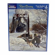 WHITE MOUNTAIN River Crossing 1000 Piece Jigsaw Puzzle NEW Railroad Fogarty 1415