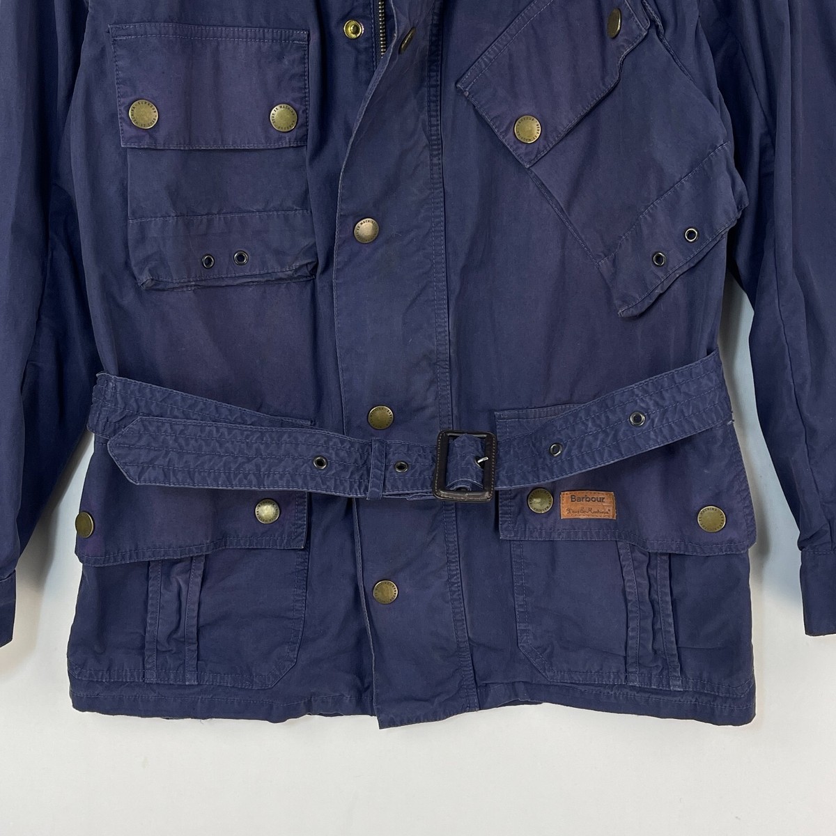 Barbour Deus Ex Machina Jacket Mens Small Blue Motorcycle A7 