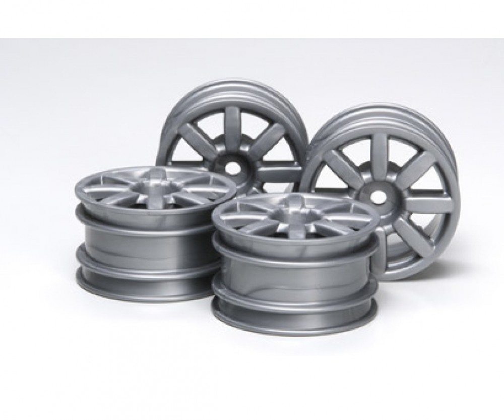 Tamiya 300051334 - M-Chassis 8-Spoke Wheels Flat Gray (4) - New