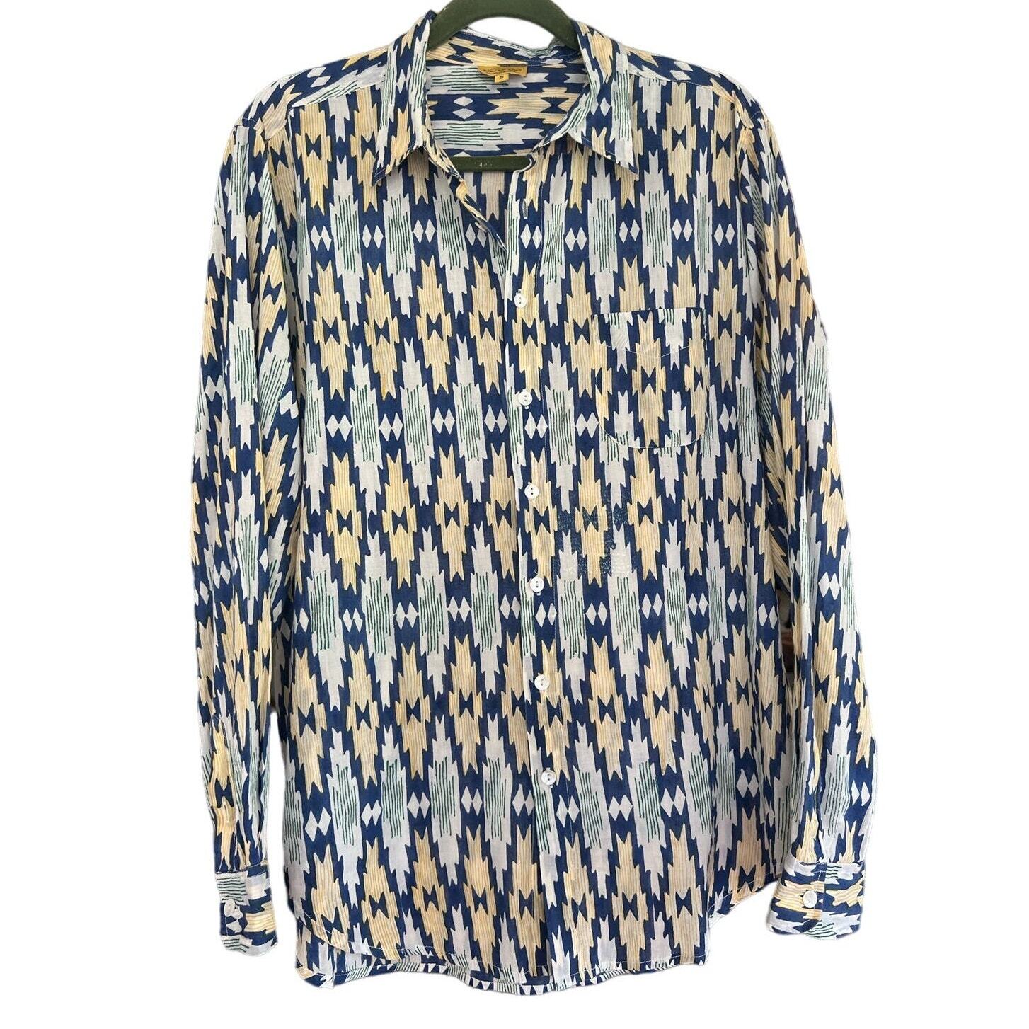 Roberta Roller Rabbit Aztec Button Down Long Slee… - image 1