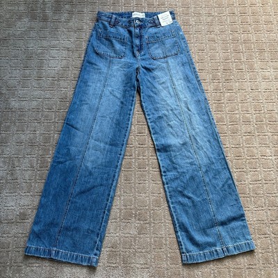 Abercrombie Kids Ultra Wide Leg Jean Girl 15/16 Regular Medium Wash Lightweight 
