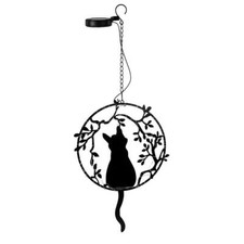 LED Solarleuchte Katze Metall 68cm – Garten Deko Figur warmweiß mit Aufhängung