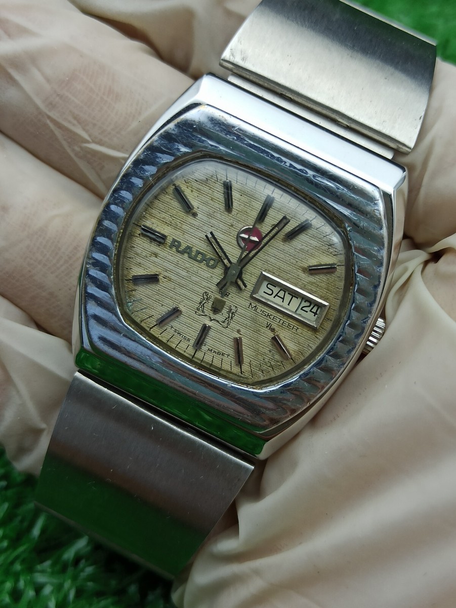 GENUINE RADO MUSKETEER VI WATCH AUTOMATIC 70s SWISS RARE SILVER