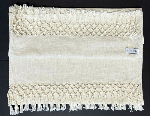 Rachel Ashwell The Farmhouse Table Runner Natural Woven Fibers w Tassels 20x115"