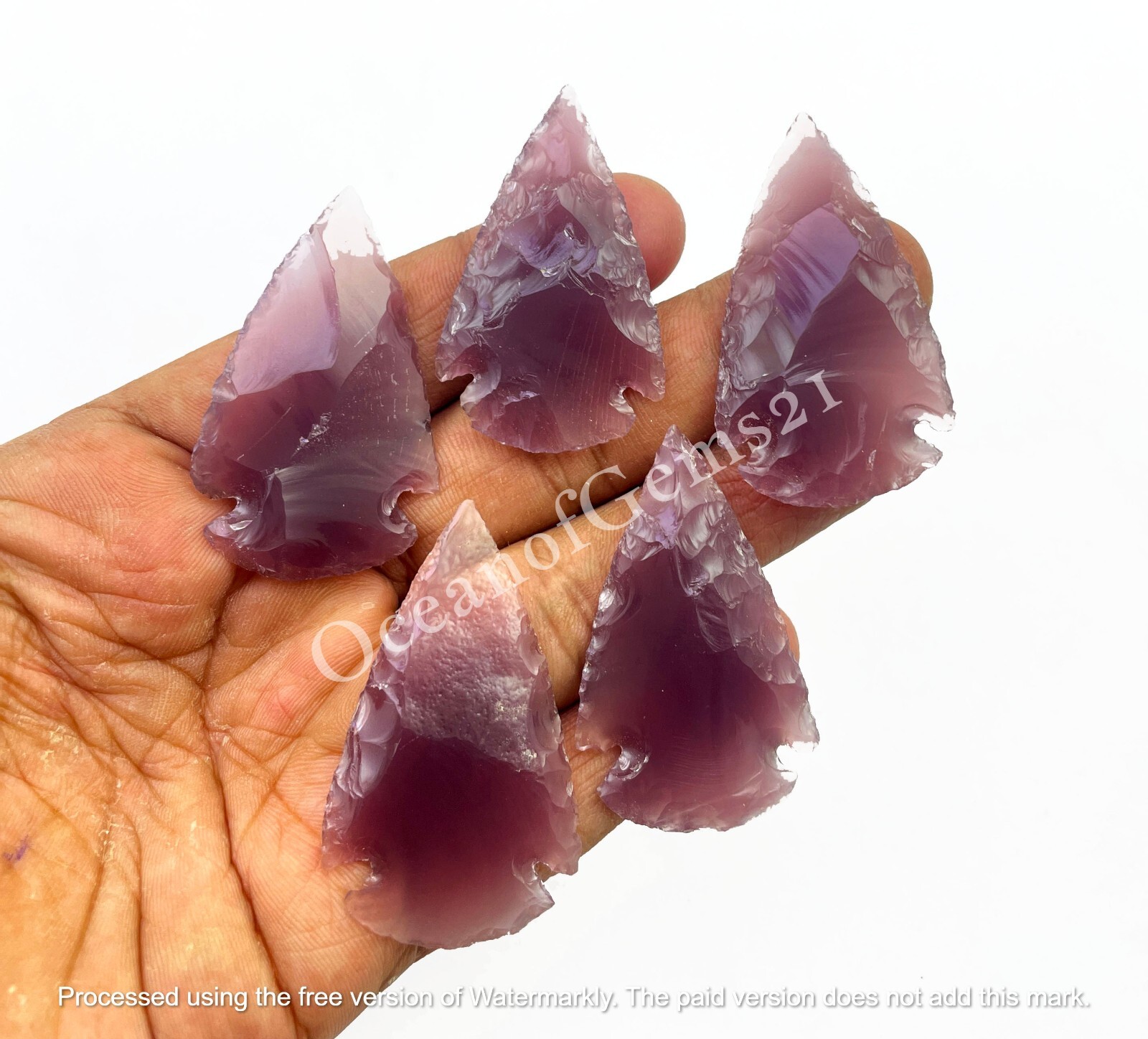 Manmade Purple Obsidian  Arrowhead Crystal, 4 Pieces, Loose Gemstone Cabochon