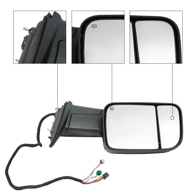 Power Heated Towing Side Mirror For 2009-2021 Ram 2500 3500 Left Driver Side