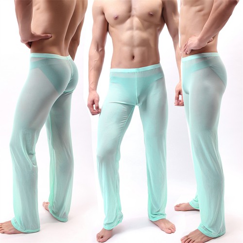Mens Mesh See Through Pajama Pants Nightwear Sleepwear Bottoms Sexy Underwear - Picture 38 of 72