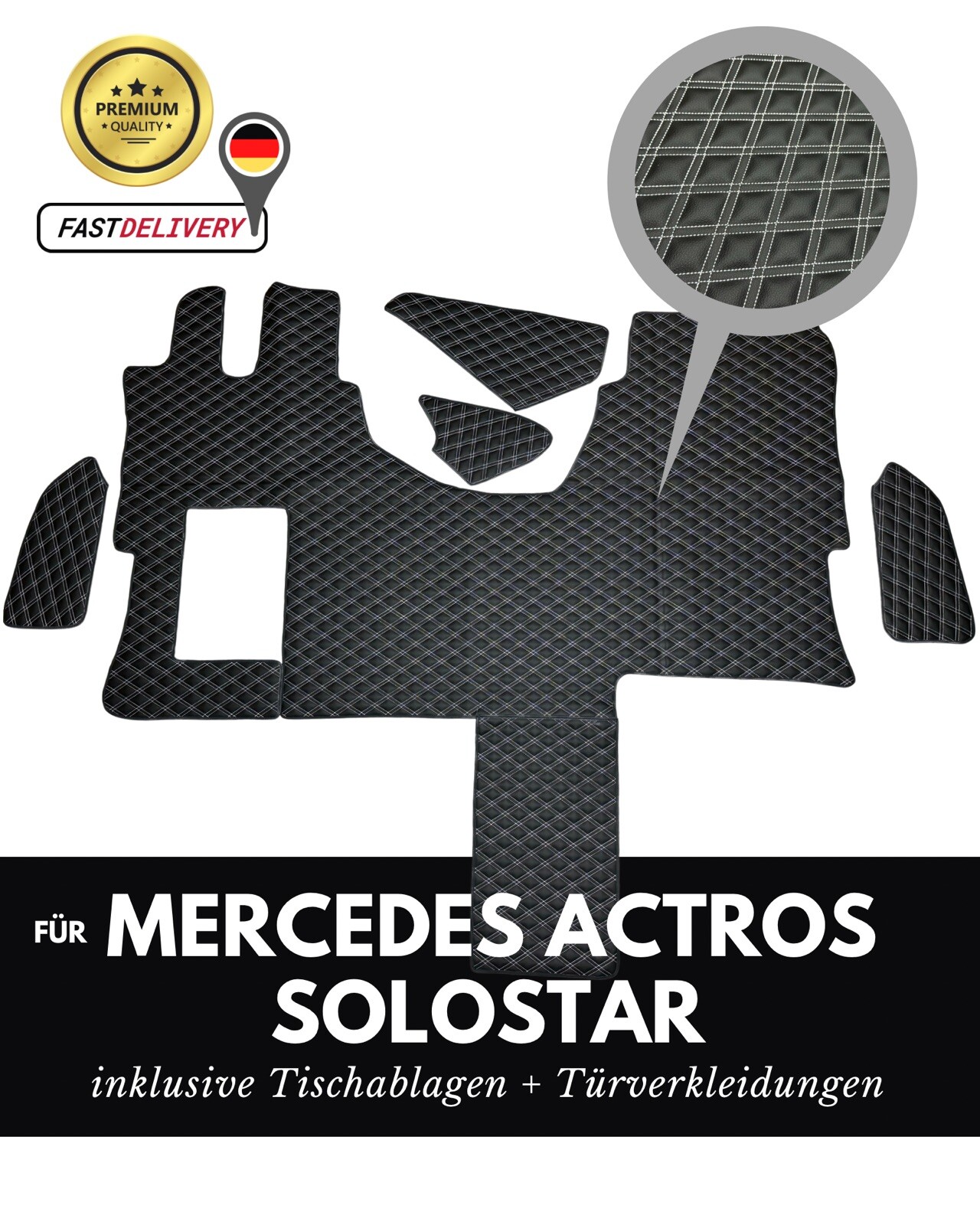 LKW Fußmatten passend für Mercedes Actros MP4 MP5 L SOLOSTAR Original-Optik SET