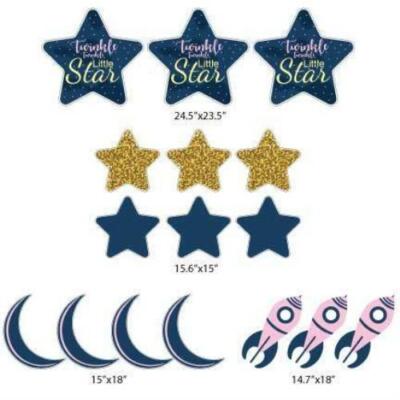 Pink Twinkle Twinkle Little Star Yard Decorations 16 piece set | eBay