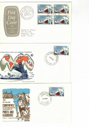 Australia 1969 Ports on FDCs  SPECIALISED GROUP     (5 Covers)
