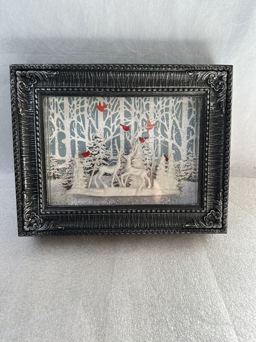GANZ LED Light Up Shimmer Deer with Cardinals MX182044 Winter 8