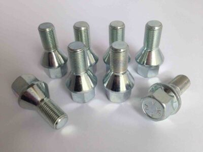 M12 X 1.25, 36mm Extended Thread, Taper Seat Aluminium Wheel Bolts Set Of 8