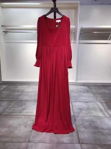 Mikael Aghal Shirred Crepe De Chine Gown In Crimson US4 NWT - Picture 4 of 9