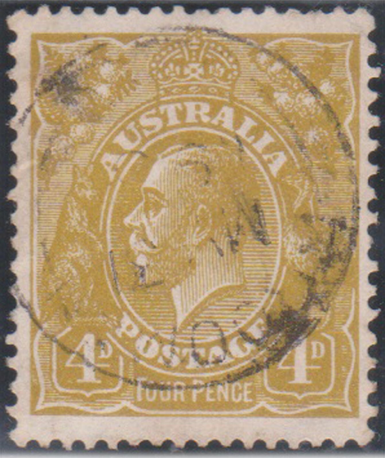 (F241-163) 1929 Australia 4d olive KGV stamp (FM) 