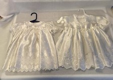 Vtg 1950  s Madonna White w Lace Baby Girl Dress  Coat, Made In USA, Sz 0-6 Mos