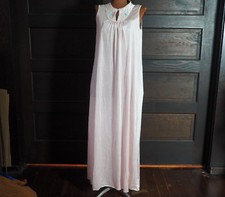 VTG Lorraine Baby Pink Chemise Lingerie Embroider Floral Maxi Nightgown Sz M