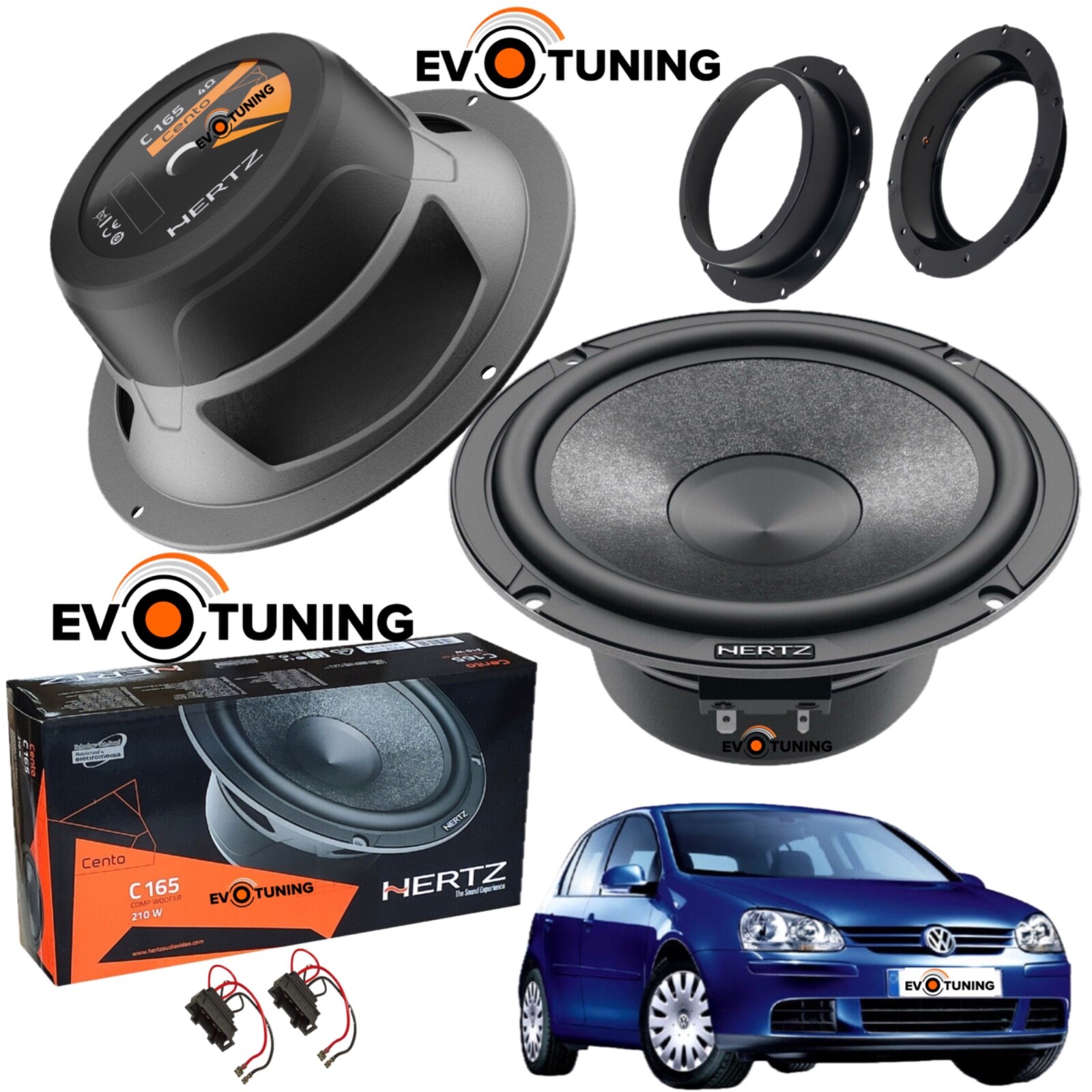 Kit 2 Casse Altoparlanti Woofer Hertz C165 Anteriori per VW Golf V (5)