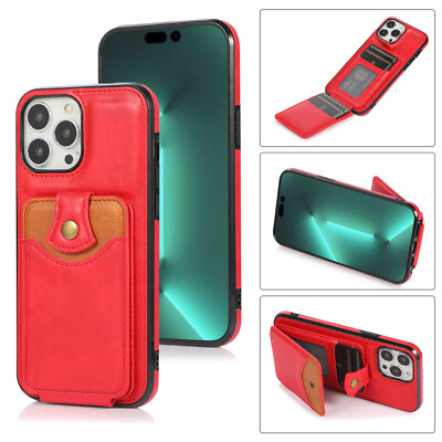 For iPhone 14 Plus 13 Pro Max Soft PU Leather Card Slot Phone Case Cover