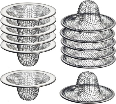 12 Pack - 2.125'' Top / 1'' Basket- Mesh Sink Drain Strainer Hair Silver 