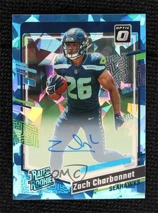 2023 Panini Donruss Optic Rated RPS Ice Prizm /15 Zach Charbonnet Rookie Auto RC
