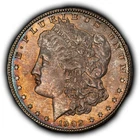 1902-O $1 Morgan Silver Dollar - Colorful Textile Toning - BU - SKU-D7686