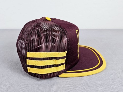 Vintage Arizona Sun Devils 3 Stripe Trucker Mesh Back Hat Cap New Old Stock - Picture 4 of 8
