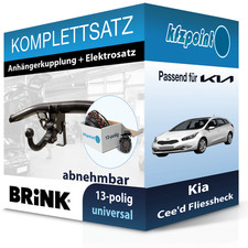Für Kia Cee'd Fliessheck 09- BRINK Anhängerkupplung abnehmbar + 13polig E-Satz