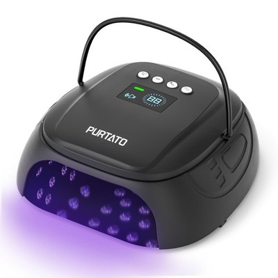 Purtato 126W Cordless Rechargeable UV LED Nail Lamp with Large Space, Handle and