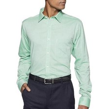 1MX Express Green Solid Extra Slim Fit Spread Collar Dress Shirt Size S